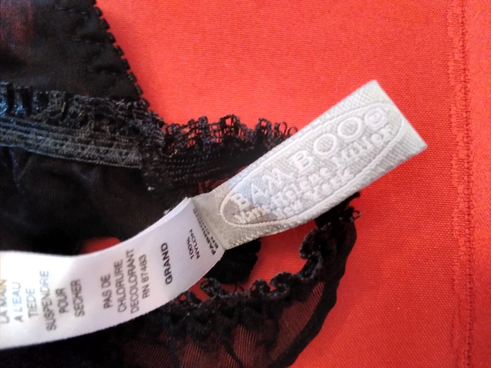 Bragas Vintage Bambú Marie Helene Miller Negro Malla Transparente Volantes Bikini Grande Foto 3 de 4