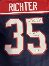New York Rangers Legend Mike Richter Autographed USA Jersey W/ USA HOF 2007 Ins