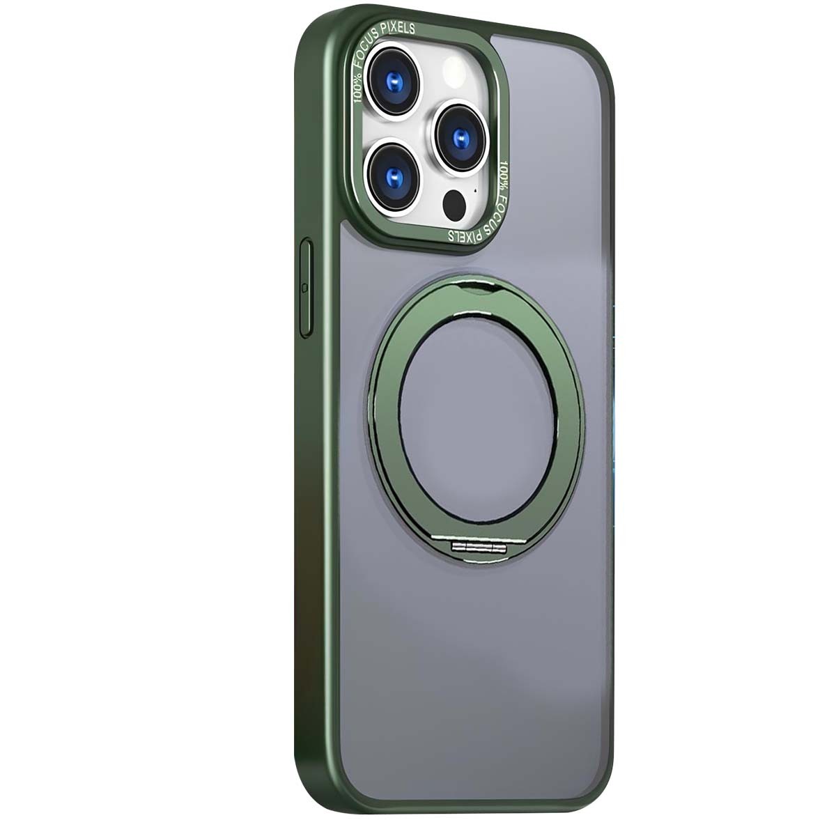 Coque anti-chute pour iPhone 16 Pro Max verte évitant les bris d'écran avec sa bague