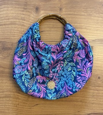 Lilly Pulitzer Bamboo Bag in Aegan Navy Calypso Coast Fresh Vibrant Rare NICE!