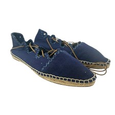 Tory Burch Sonoma Gillie Espadrille Navy Blue Canvas Lace Up Flats Size US 7