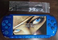Sony PSP 3000 Vibrant Blue, 140+ games 64GB, C Charger adapter UMD, Battery READ