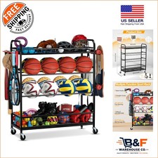 Efficient Rolling Ball Storage Bin - Heavy-Duty Garage Organizer for Sports Gear