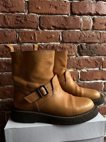 Women Maison Margiela Boots Brown Leather 36