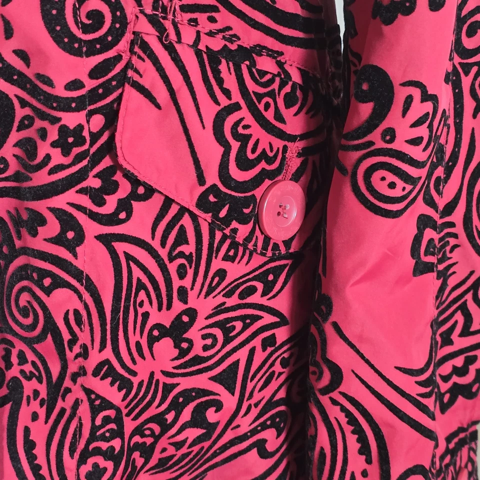 Abrigo Desigual Mujer Talla 40 Rojo Negro Poliéster Terciopelo Estampado Floral... Foto 3 de 4