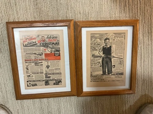Vintage Daisy BB Gun Newspaper Advertisements December 1947 Wood Framed