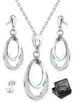 Schmuck-Set Kette Mit Ohrringe 925 Silber Halskette AnhäNger Geschenk FüR Damen
