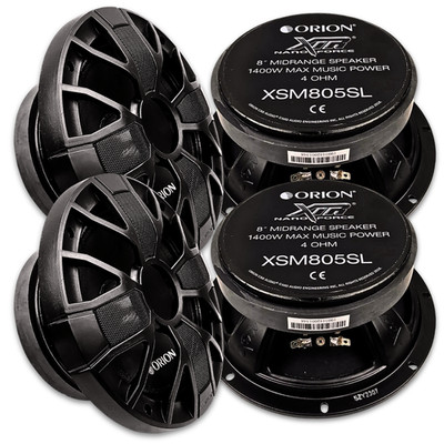 4x Orion 8'' Slim Mid-Range Loudspeakers - XSM805SL 350 Watts Rms 4-ohm Speakers