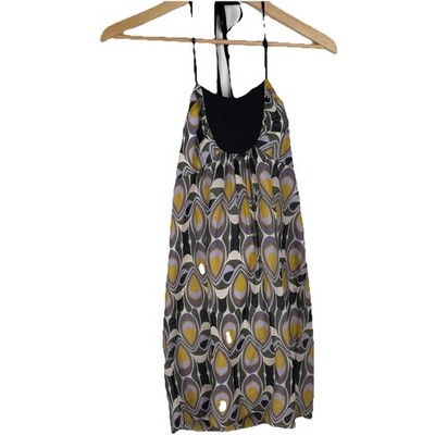 Milly Of New York Geometric Print Silk Blend Halter Size 8 Retro