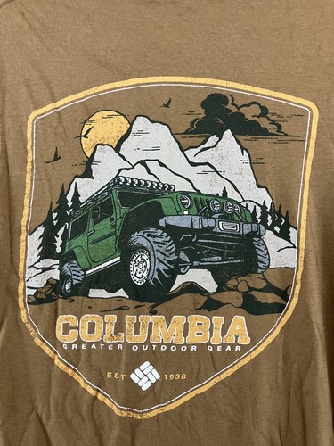 Columbia Tan Brown TShirt Mens S Jeep Outdoor Graphic - Picture 6 of 7
