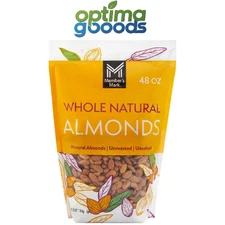 Member's Mark Whole Natural Almonds, 48oz Raw Vegan Protein Snack Resealable Bag