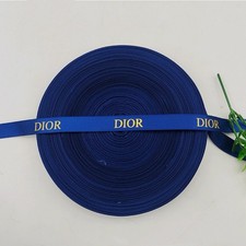 New Dior Cloth Ribbon Blue- Gold 3/4" Wide X 63  Christmas Ribbon Gift