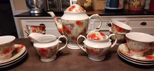 Sorelle Porcelain Tea Set - Teapot - Creamer & Sugar - Cups & Saucers For Six