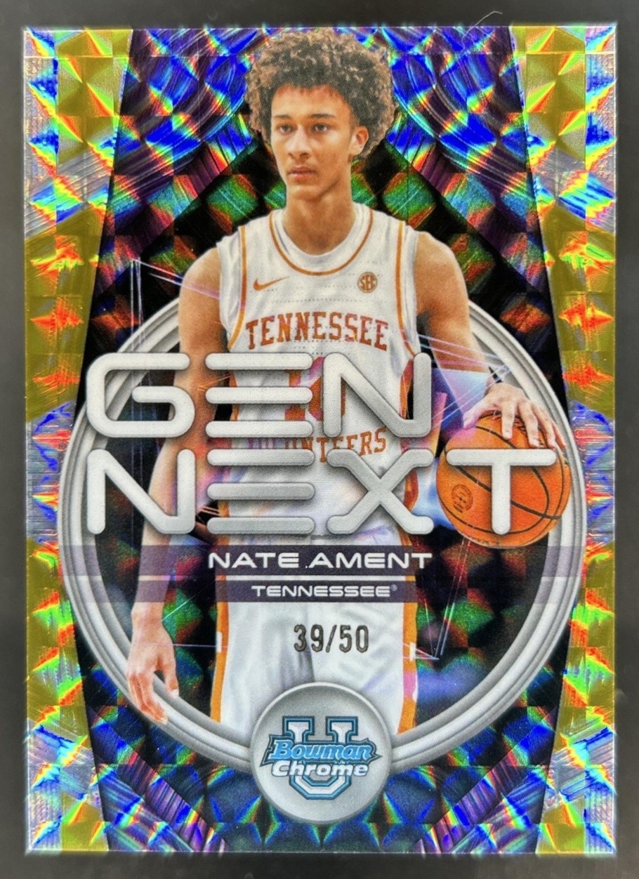 2025-26 Bowman Nate Ament Gen Next Gold Geometric Refractor #/50 Volunteers