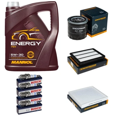 MANNOL, DENCKERMANN, BOSCH Inspektionspaket 5L MANNOL Energy 5W-30 Zündkerzen für Hyundai Tucson 1.6 GDi