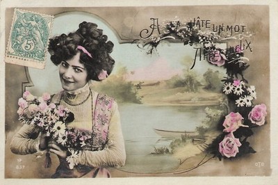 CP EIN LIEBEVOLLES WORT ELEGANTE FRAU HAARBAND BLUMEN PERLENKETTE - 99969