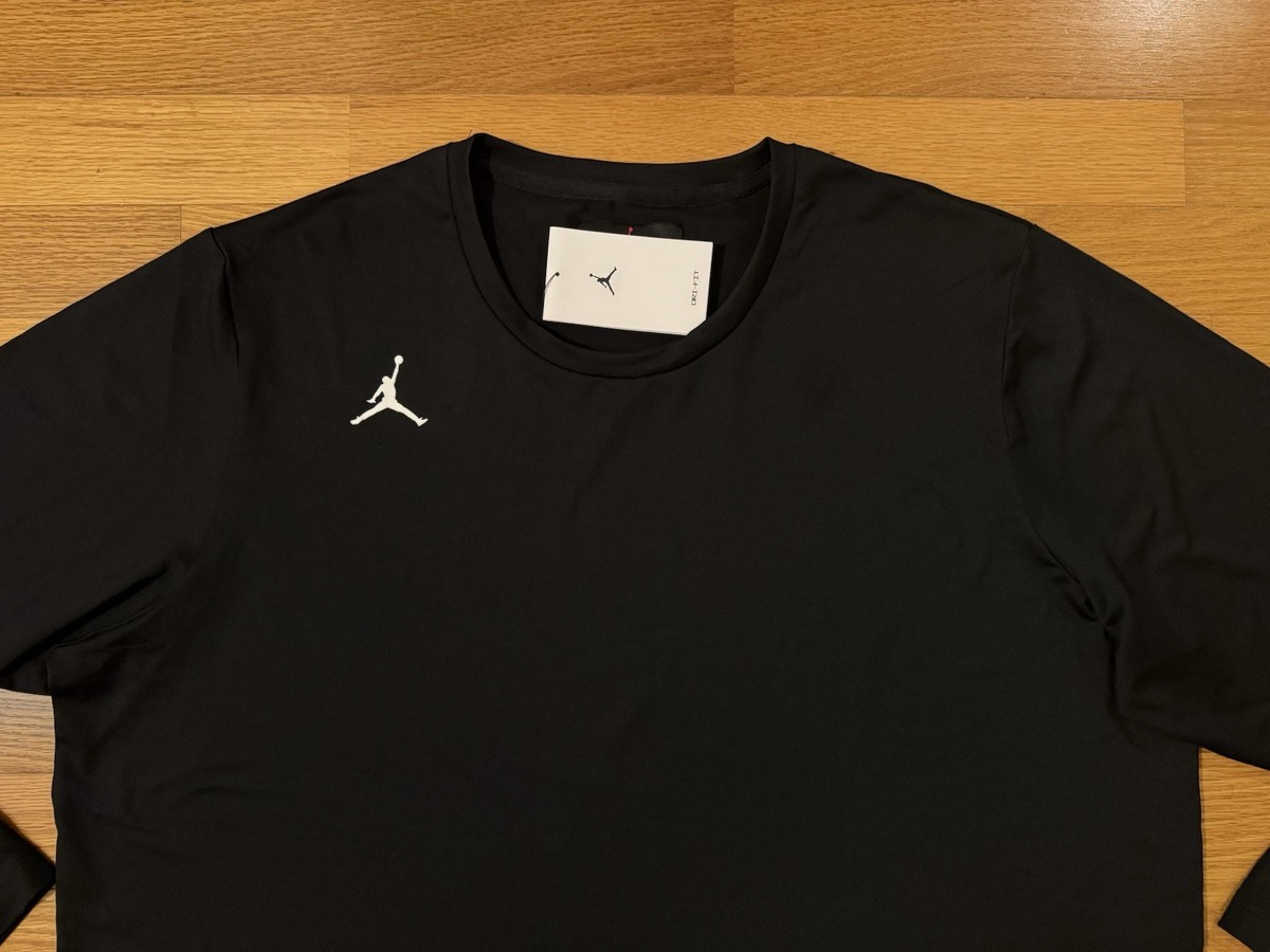 New XXL Nike Air Jordan Team Dri-Fit Long Sleeve Top Shirt Black
