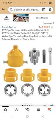 PVC Thread Maker Tool 1/2 Inch 3/4 Inch 1 Inch Pipe Threader Set for DIY Project