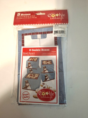 The Cookie Exchange 1 Bagof Five Cookie Boxes  4.5inx4.5inx3in Snowmen Food safe