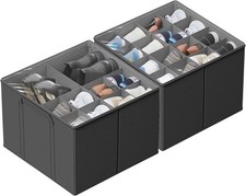 2 Pack Shoe Organizer for Closet, Fits up to 32 Pairs, Small Space Shoe