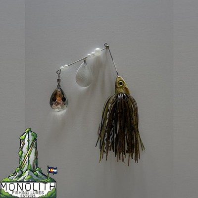 Custom 3/8oz Spinnerbait Green Pumpkin Double Colorado Realistic Head Bass Lure