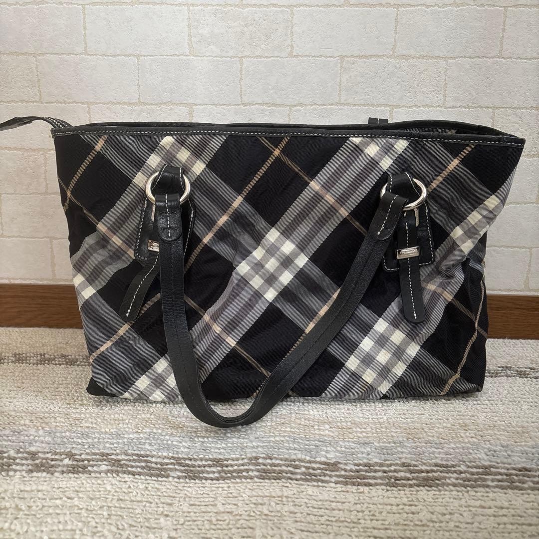 Burberry Blue Label Check Tote Bag Cowhide Leather Shoulder Bag Handbag New thumbnail 9
