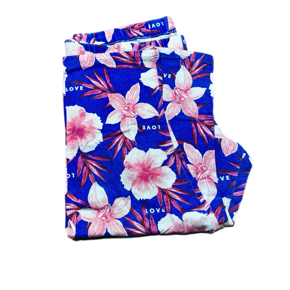 No Boundaries Juniors XL (15-17) Capri Leggings Floral Tropical LOVE Print - Image 2 of 3