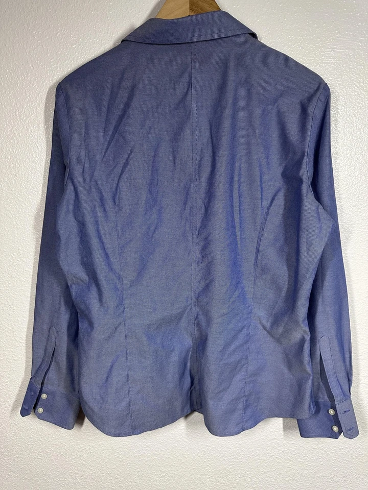 Camisa Cutter & Buck para mujer grande azul con botones manga larga cuello extendido Foto 2 de 4