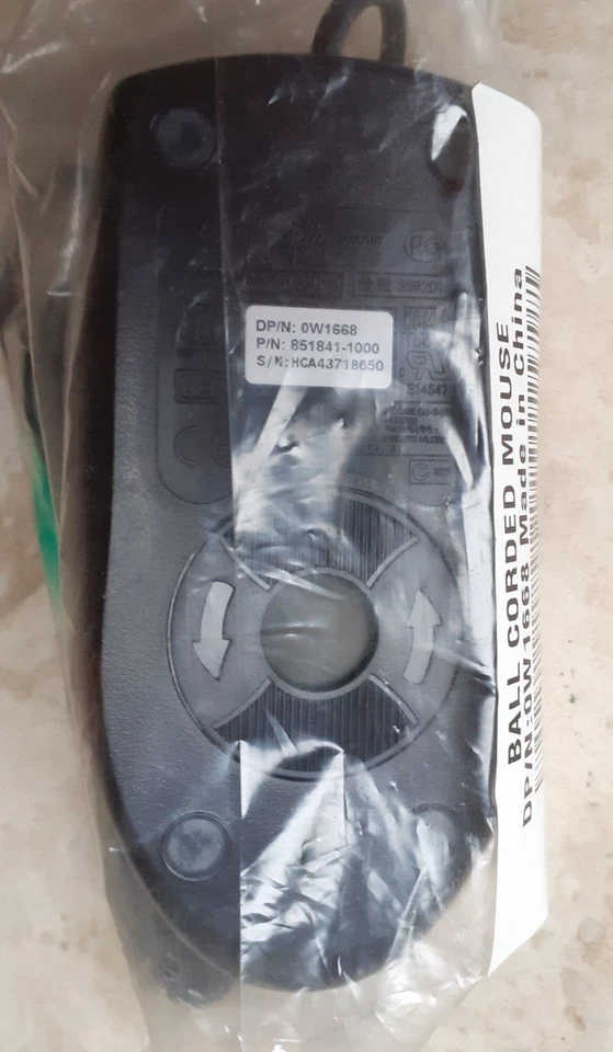 VINTAGE NEW Dell Logitech Ball Mouse 0W1668 PS/2 Wired 3-Button Trackball 851841 - Image 4 of 4