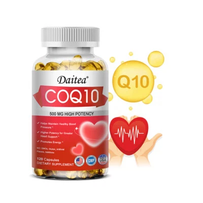 DAITEA CoQ10 - Co Enzima Ubichinone Puro CQ10 Di Coenzima Q10 500mg Capsule Vegane