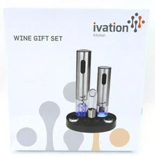 NIB ivation Wine Gift Set Stainless Steel Electric Wine Bottle Opener OPEN BOX  