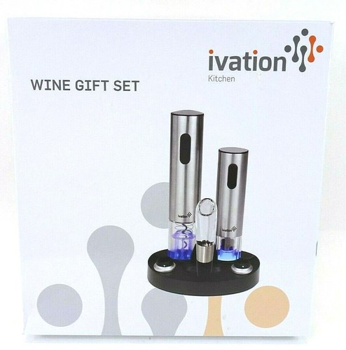 NIB ivation Wine Gift Set Stainless Steel Electric Wine Bottle Opener OPEN BOX