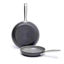 2 Piece Gray Hard Anodized Aluminum Ceramic Nonstick Steel Handle Frying Pan Set