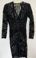 Nicole Miller Cocktail Dress - Black Lace - Petite Witchy Goth Formal  Dramatic