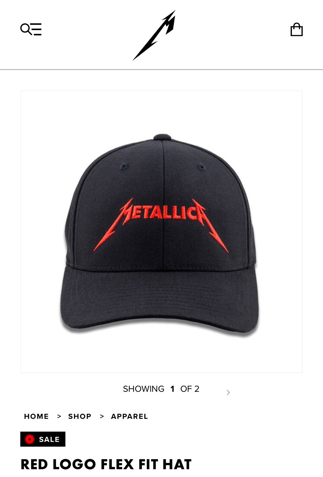 METALLICA RED LOGO FLEX FIT HAT (METALLICA.COM) S/M
