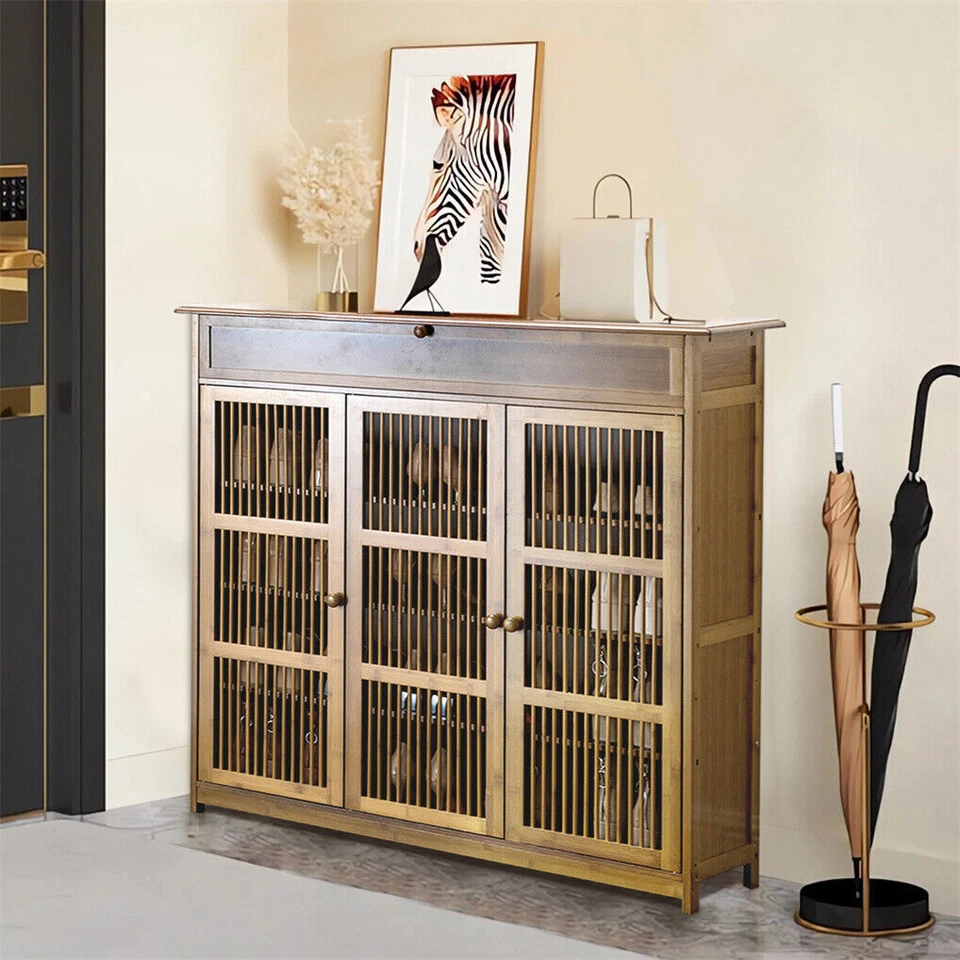 4-tier Tall & Thicken Bamboo Shoe Storage Cabinet Enclosed Drawers Easy Assembly - image 3 of 4