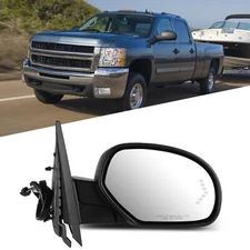 Black RH Mirror For Chevy GMC 07-13 Power Fold Heated Puddle Light Signal Memory