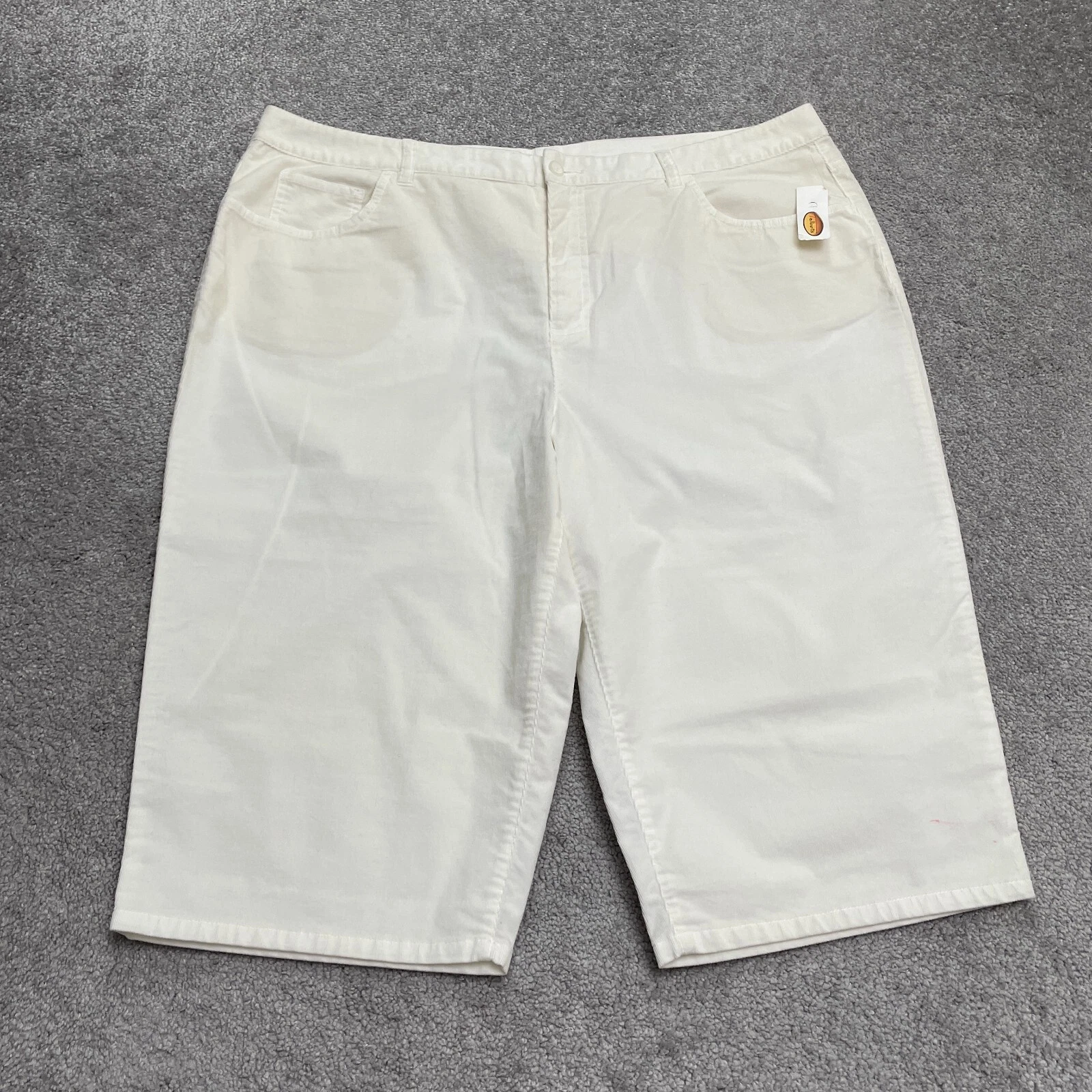 Talbots Vintage 90's Soft Corduroy Capri Pants Women 20 Ivory Stretch Cotton NWD