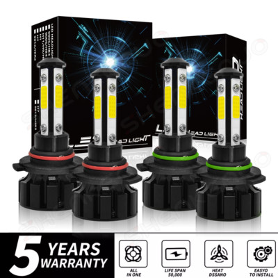 4x SHENKENUO 9005 9006 Combo LED Headlight High Low Beam Bulbs 6000K Cool White