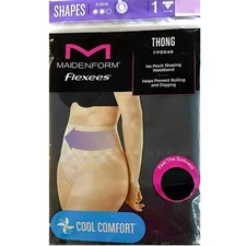 MAIDENFORM FLEXEES Women's 3XL SHAPES Firm THONG Shapewear BLACK LACE 1-Pair~New