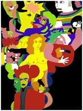1876 Colorful crowd of people quality Poster.Animated Decorative Art.
