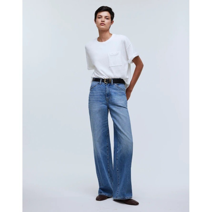 メイドウェル Madewell Tova Top in Kapok レディース シャツ トップス Lighthouse Lightspun Wide-Neck Cuffed-Sleeve Top | Madewell