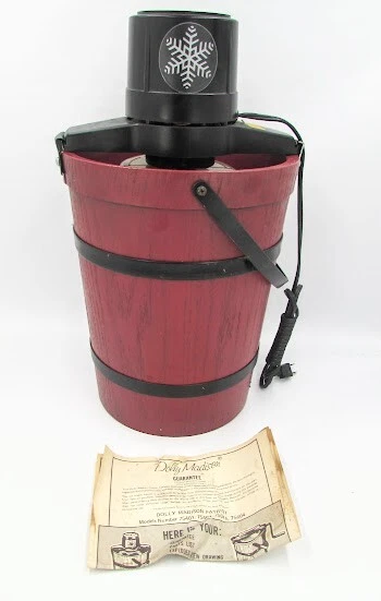 Vintage Dolly Madison Electric Ice Cream Maker 4 Quart Wood Bucket in Box