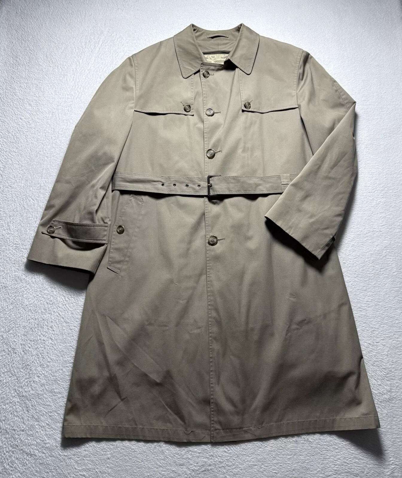 Vintage Christian Dior Trench Coat Homme 44 R Double Poitrine Doublure Amovible Ceinture