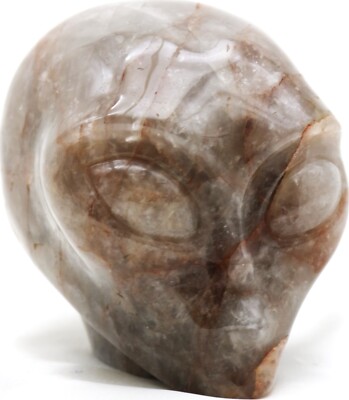XL Outstanding Heavy FIRE QUARTZ Crystal ALIEN Head Art SCULPTURE Paperweight