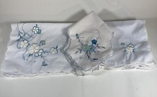 Set Of 9 Embroidered Napkins Hankies Arm Chair Covers And/Or Dresser Scarves Vtg