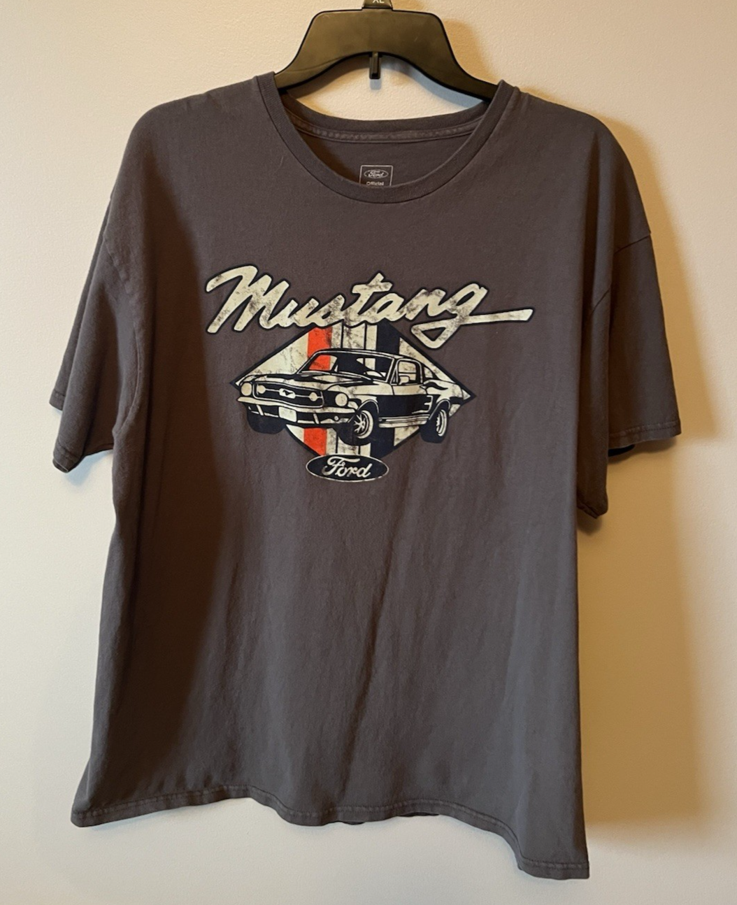 PONY T shirt FORD MUSTANG RETRO con licenza ufficiale grigia taglia XL