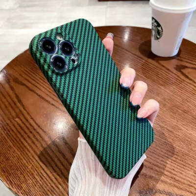 Luxus Ultradünne Kohlefaser Textur Matte Hülle für iPhone 15 14 13 Pro Max