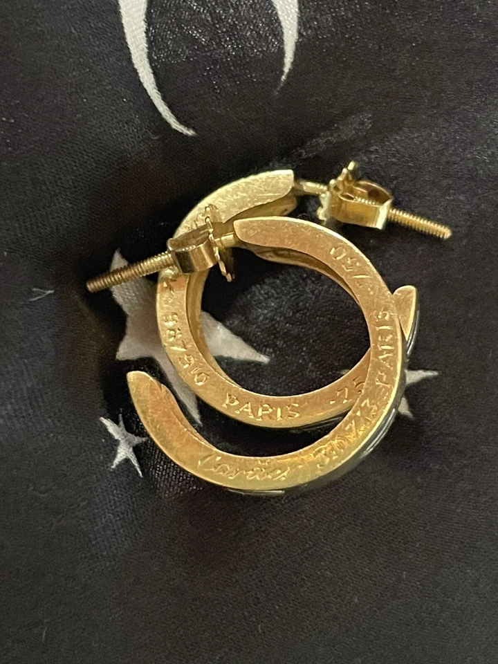 Genuine Vintage Cartier Love Screw  Bi Colour 18ct Gold Hooped Earrings — 第 4/4 张图片