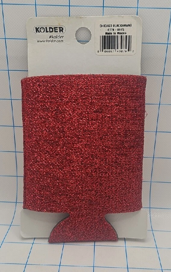 Chicago Blackhawks Can Koozie NOS Glitter red logo NHL official  - Image 2 of 4